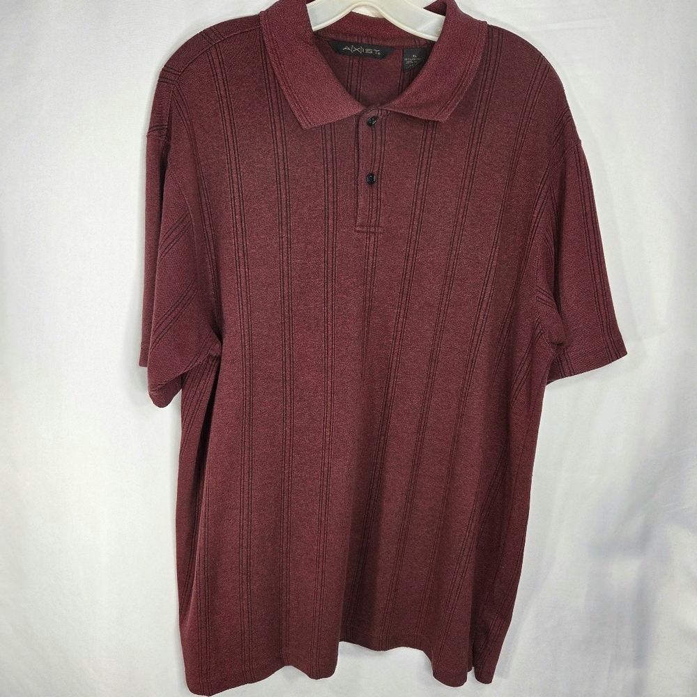 A[X]IST Red & Black Short Sleeve 2-Button Camp /Bowling Shirt Size XLarge